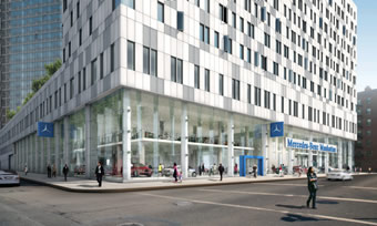 Rendering of Mercedes-Benz USA's future flagship dealership in Manhattan New York